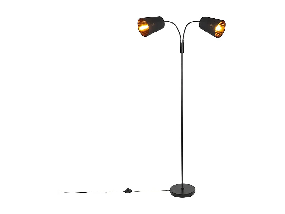 Lampadaire moderne noir 2 lumières - Carmen