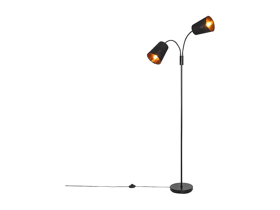 Lampadaire moderne noir 2 lumières - Carmen