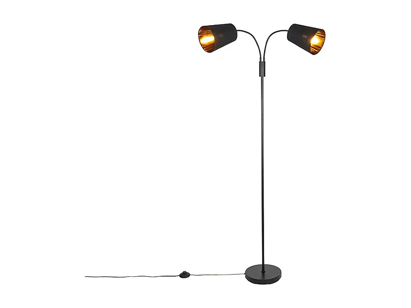 Lampadaire moderne noir 2 lumières - Carmen