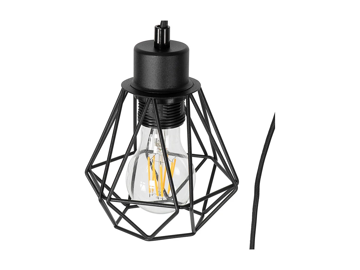 Lampadaire rustique noir avec bois 2 lumières - Chon