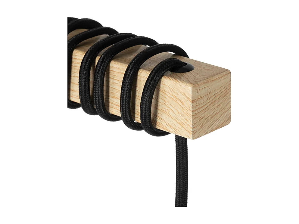 Lampadaire rustique noir avec bois 2 lumières - Chon