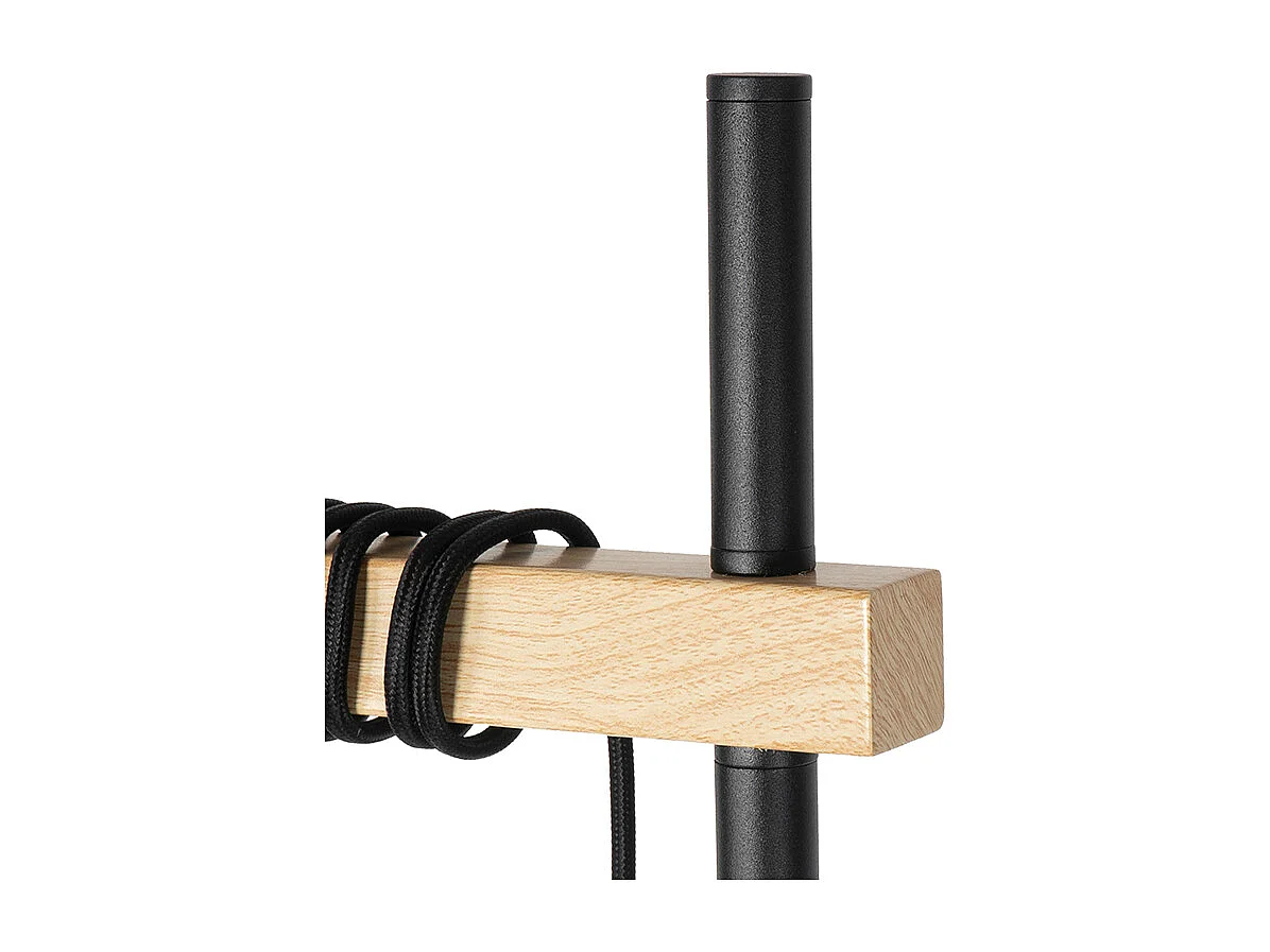 Lampadaire rustique noir avec bois 2 lumières - Chon