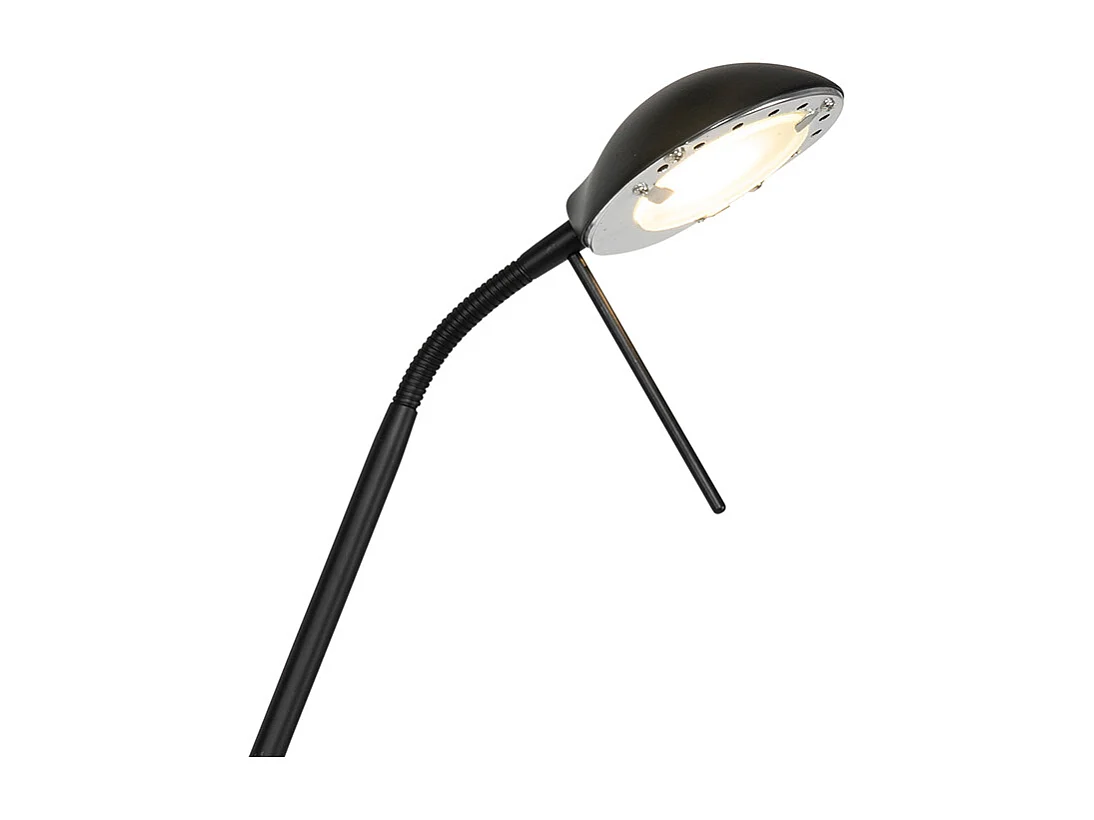 Lampadaire moderne noir avec lampe de lecture avec LED dim pour chauffer - Diva