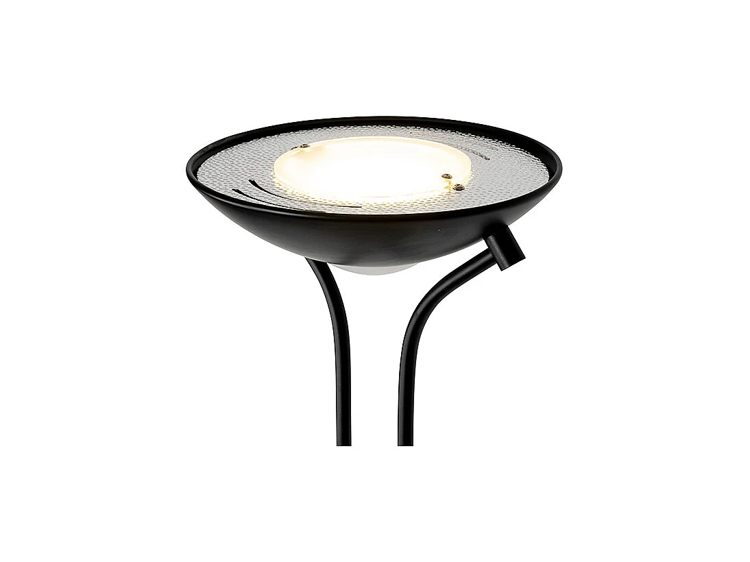 Lampadaire moderne noir avec liseuse avec LED à intensité variable et lumière chaude - Diva