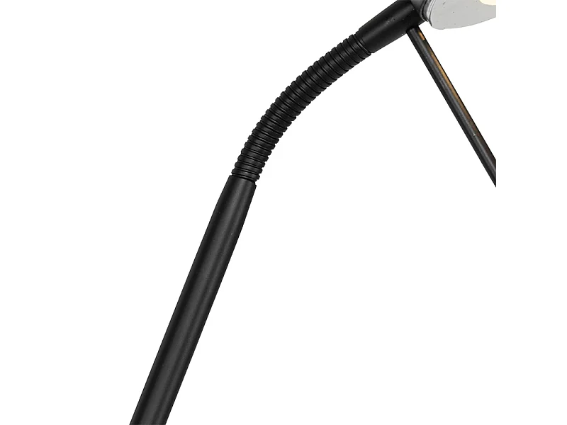 Lampadaire moderne noir avec liseuse avec LED à intensité variable et lumière chaude - Diva