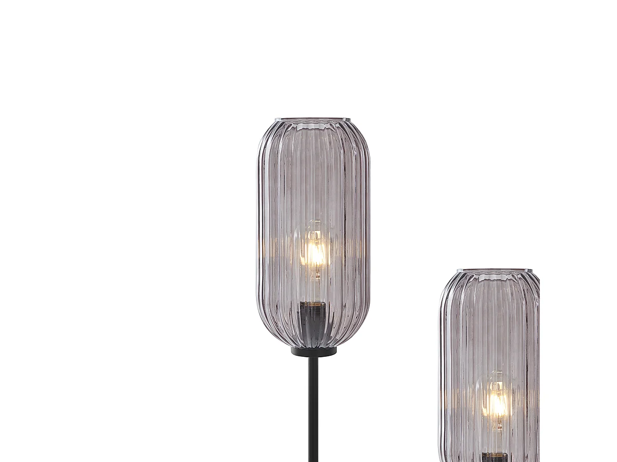 Lampadaire Art Déco noir avec verre fumé 2 lumières - Rid