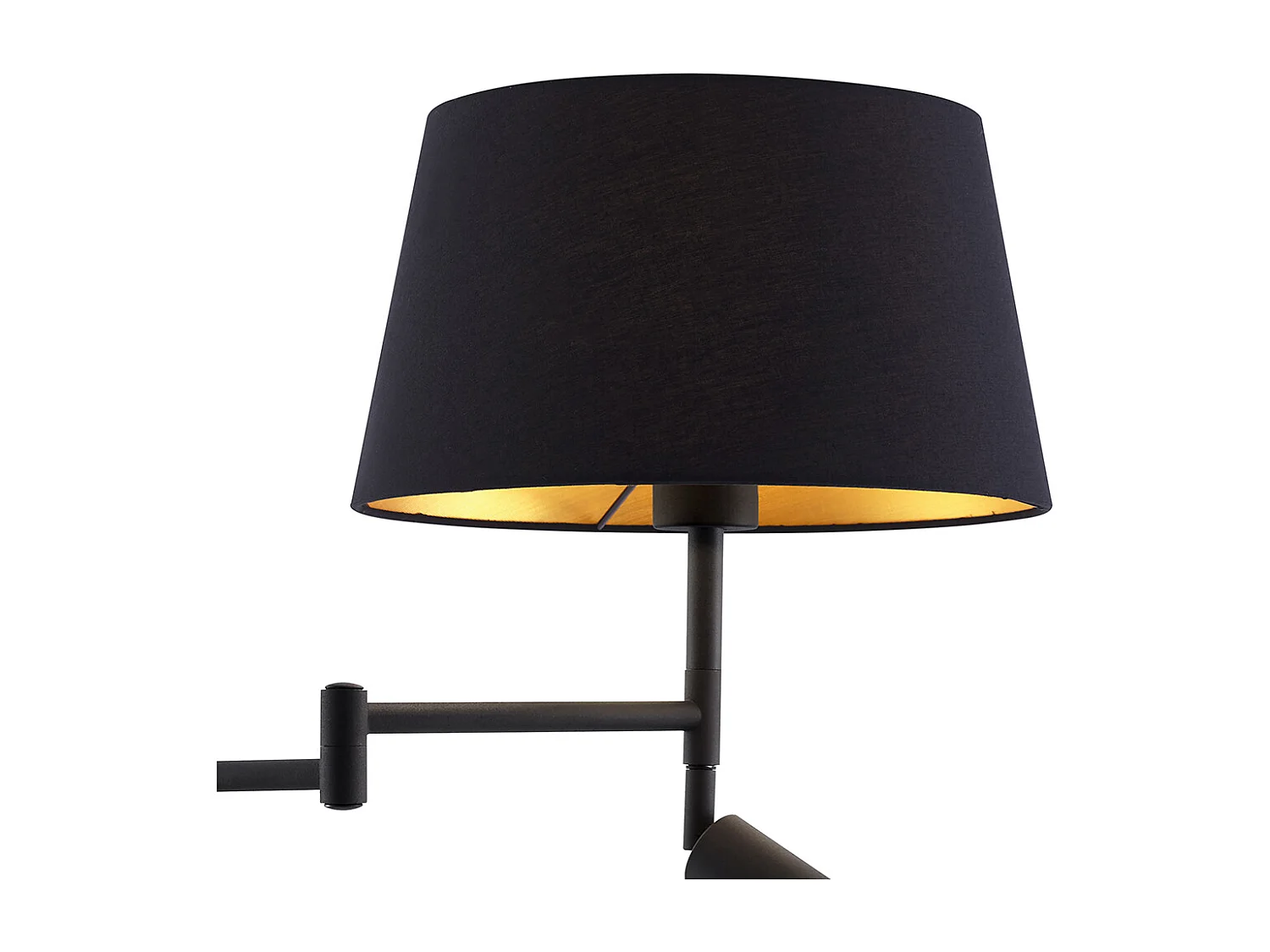 Lampadaire noir avec abat-jour noir et lampe de lecture réglable - Ladas