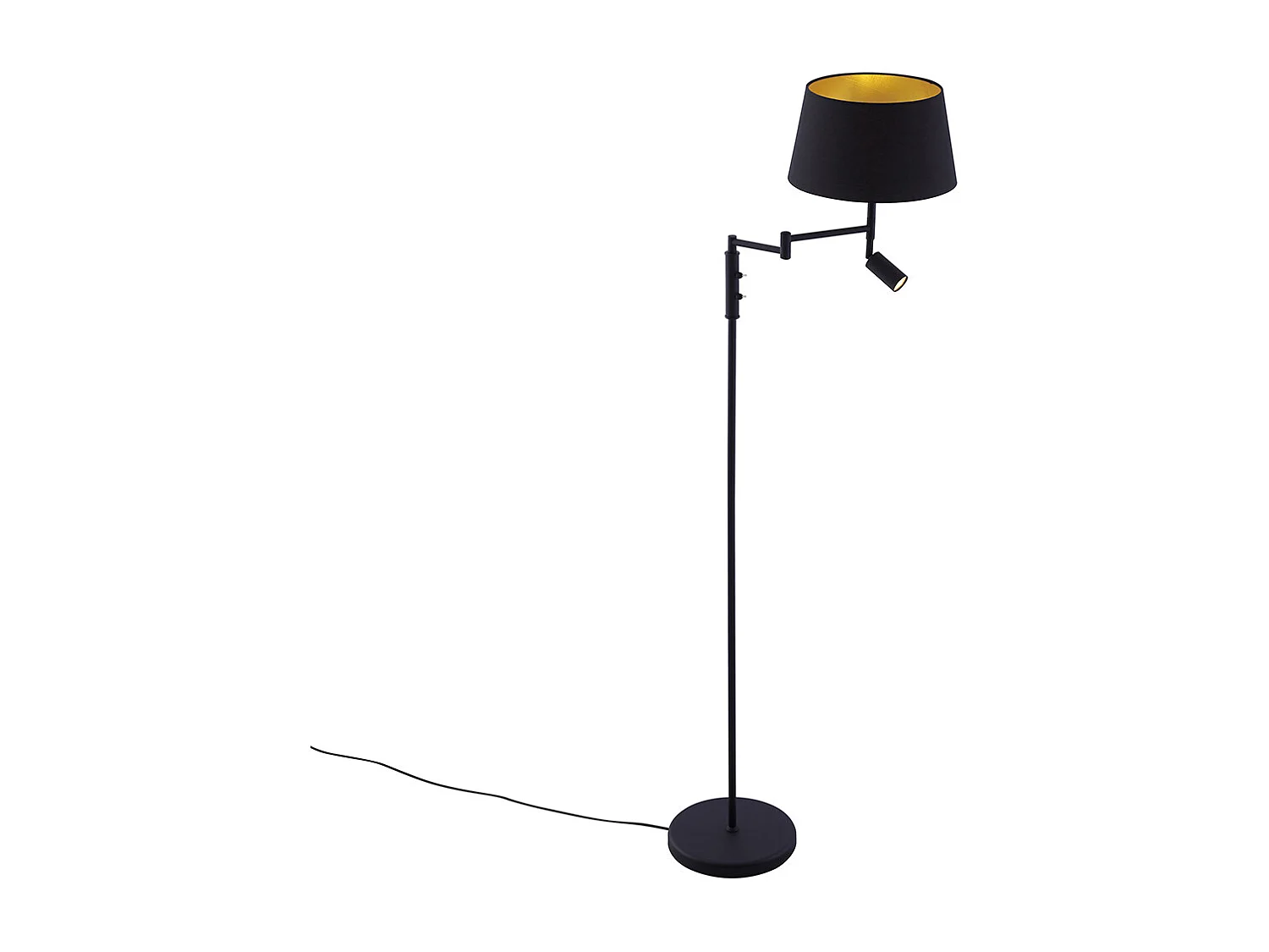 Lampadaire noir avec abat-jour noir et lampe de lecture réglable - Ladas