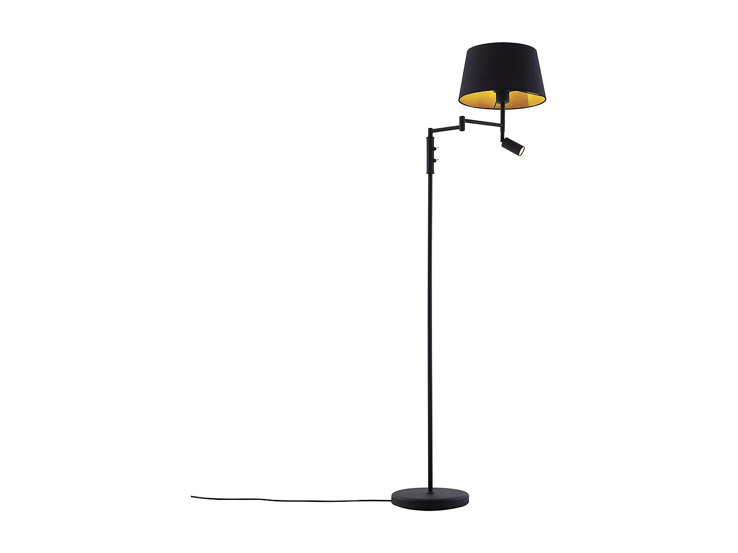 Lampadaire noir avec abat-jour noir et lampe de lecture réglable - Ladas
