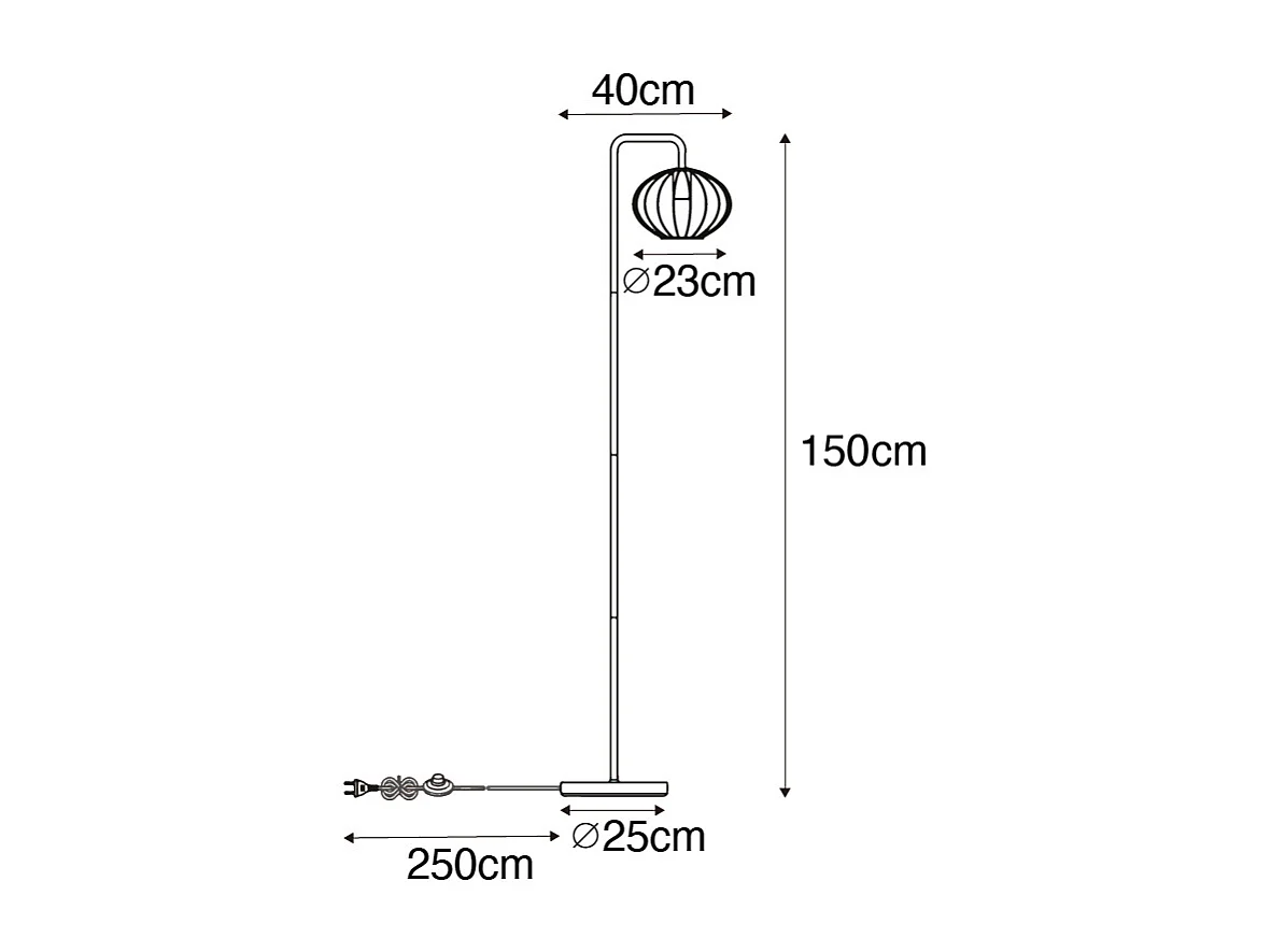 Lampadaire industriel noir 23 cm - Margarita