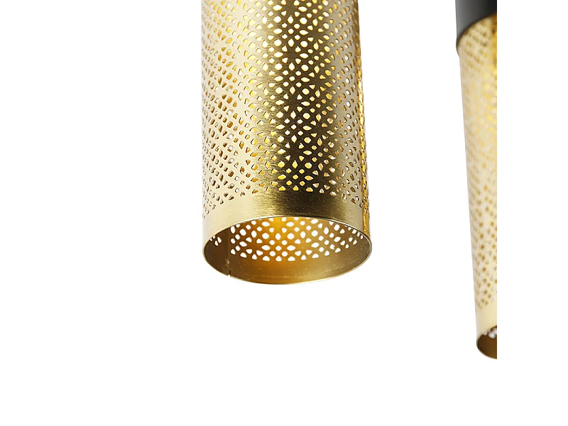 Plafonnier industriel noir avec or oblong 3 lumières - Raspi