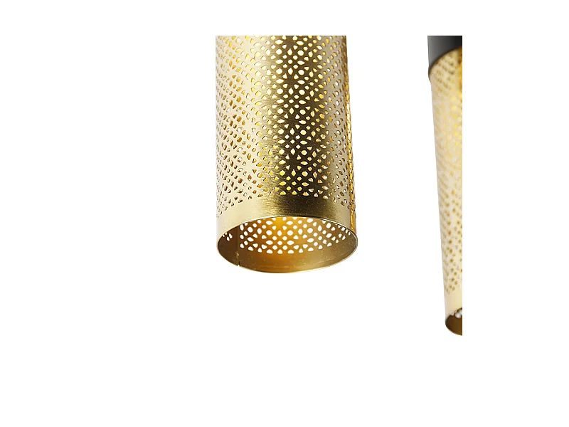 Plafonnier industriel noir avec or oblong 3 lumières - Raspi