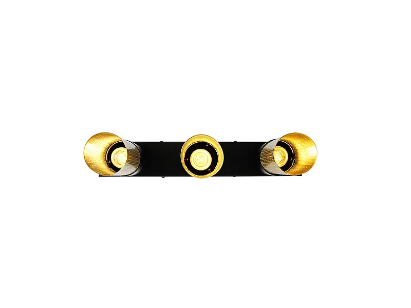 Plafonnier industriel noir avec or oblong 3 lumières - Raspi