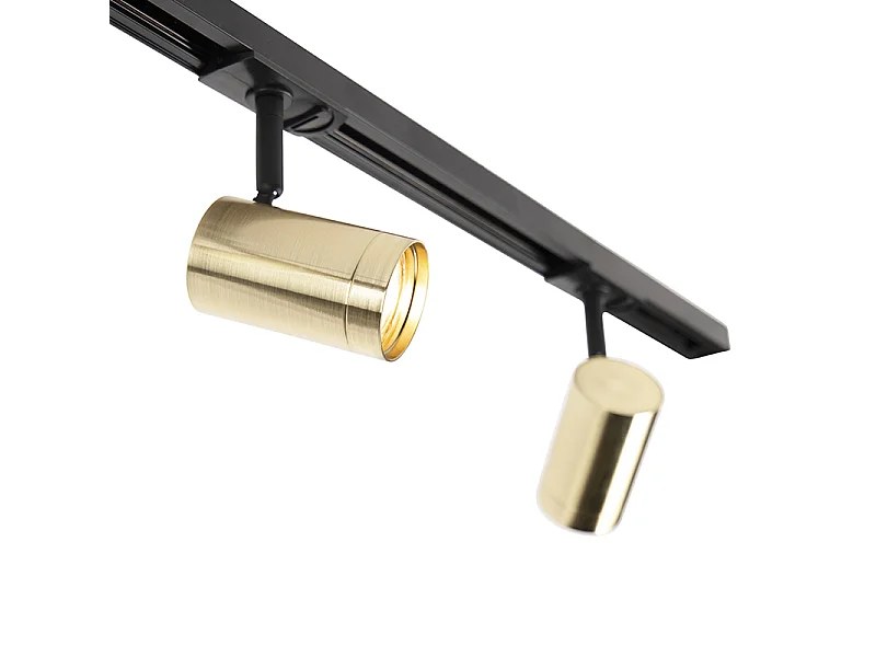 Système sur rail intelligent noir avec or monophasé 3 lumières avec WiFi GU10 - Jeana