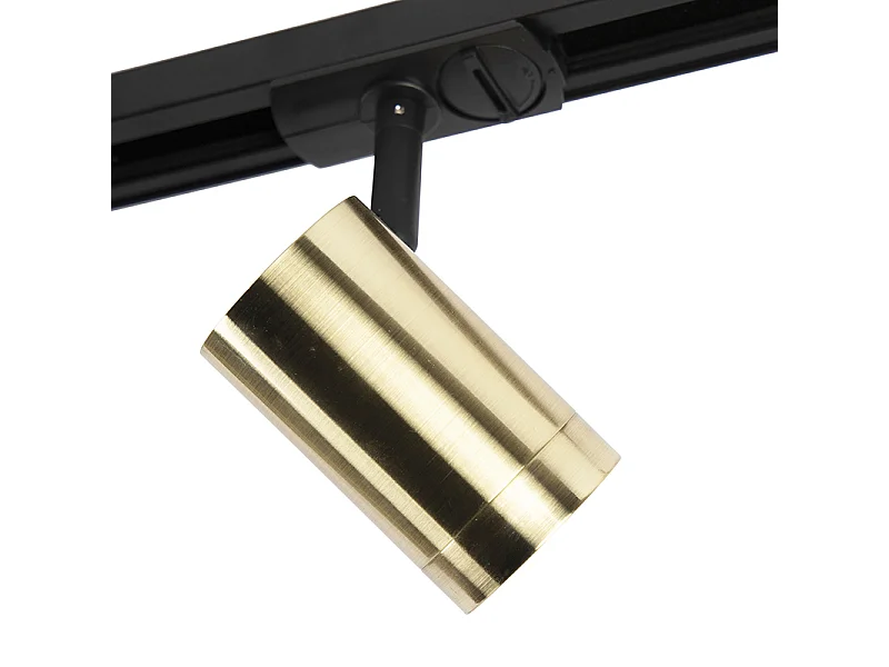 Système de rails d'éclairage intelligent noir avec or 1 phase 3 lumières incl. WiFi GU10 - Iconic Jeana