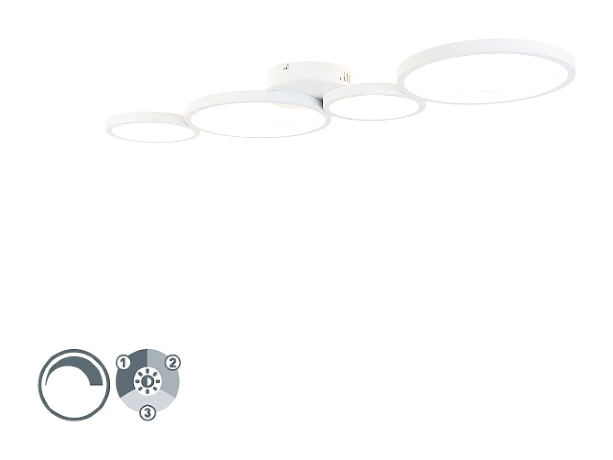 Plafonnier blanc avec LED dimmable en 3 étapes 4 lumières - Lupolo