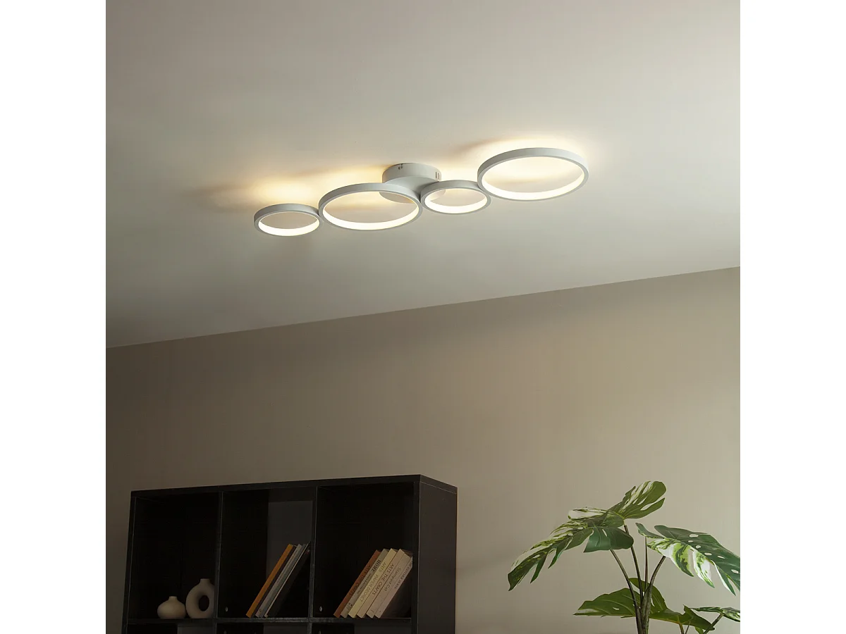 Plafonnier blanc avec LED 3 niveaux de luminosité 4 lumières - Lupolo