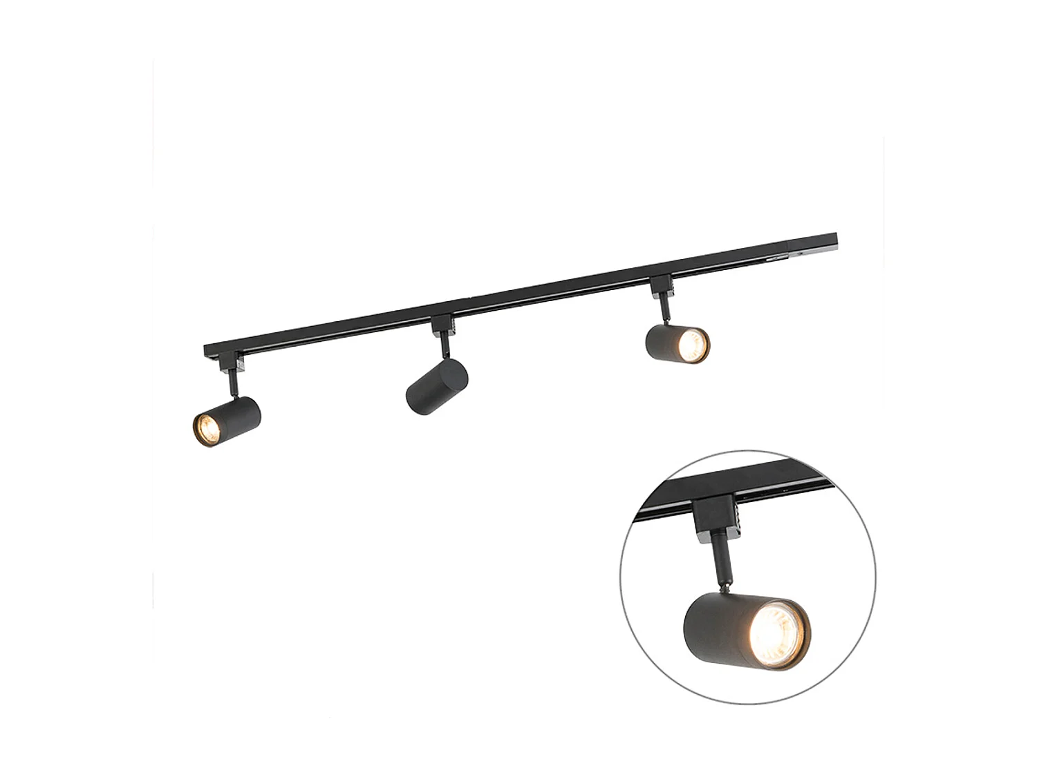 Système sur rail moderne monophasé avec 3 spots noirs - Jeana