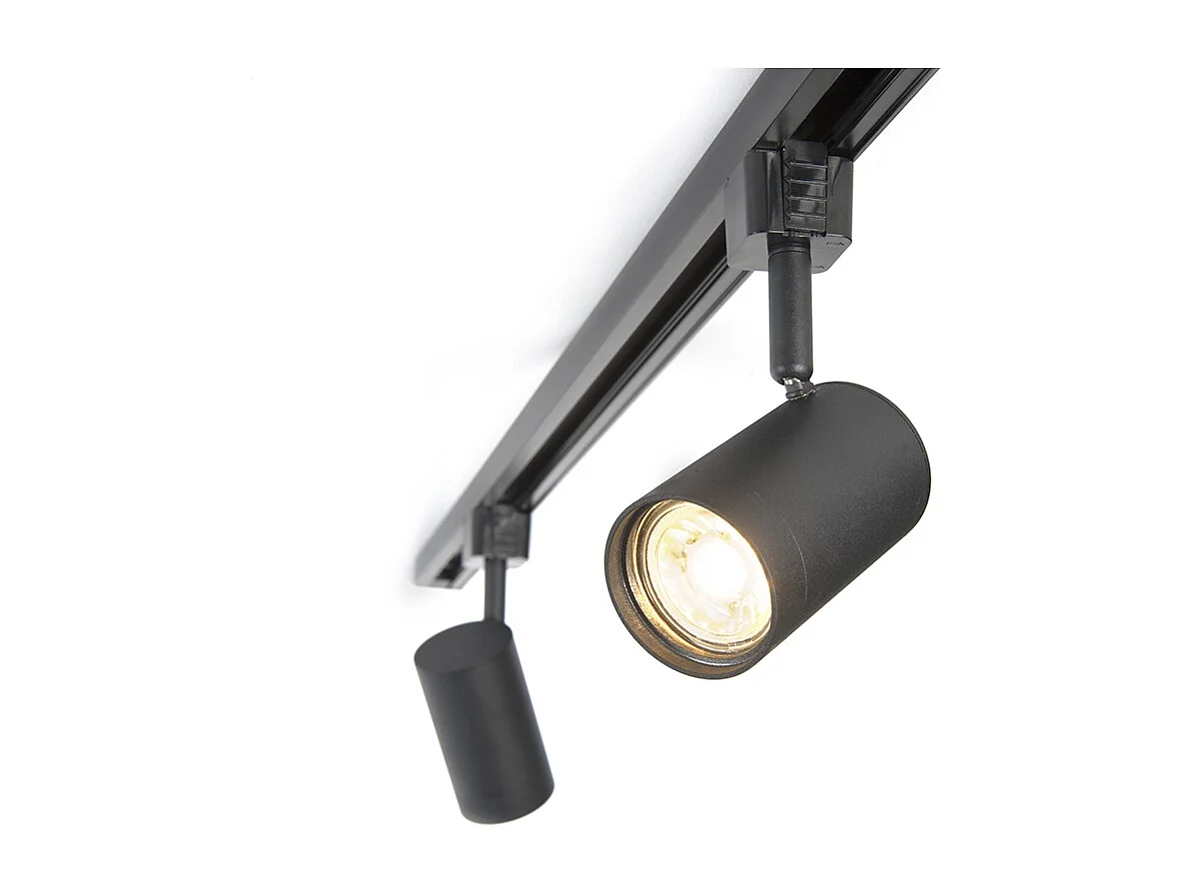 Système sur rail moderne monophasé avec 3 spots noirs - Jeana