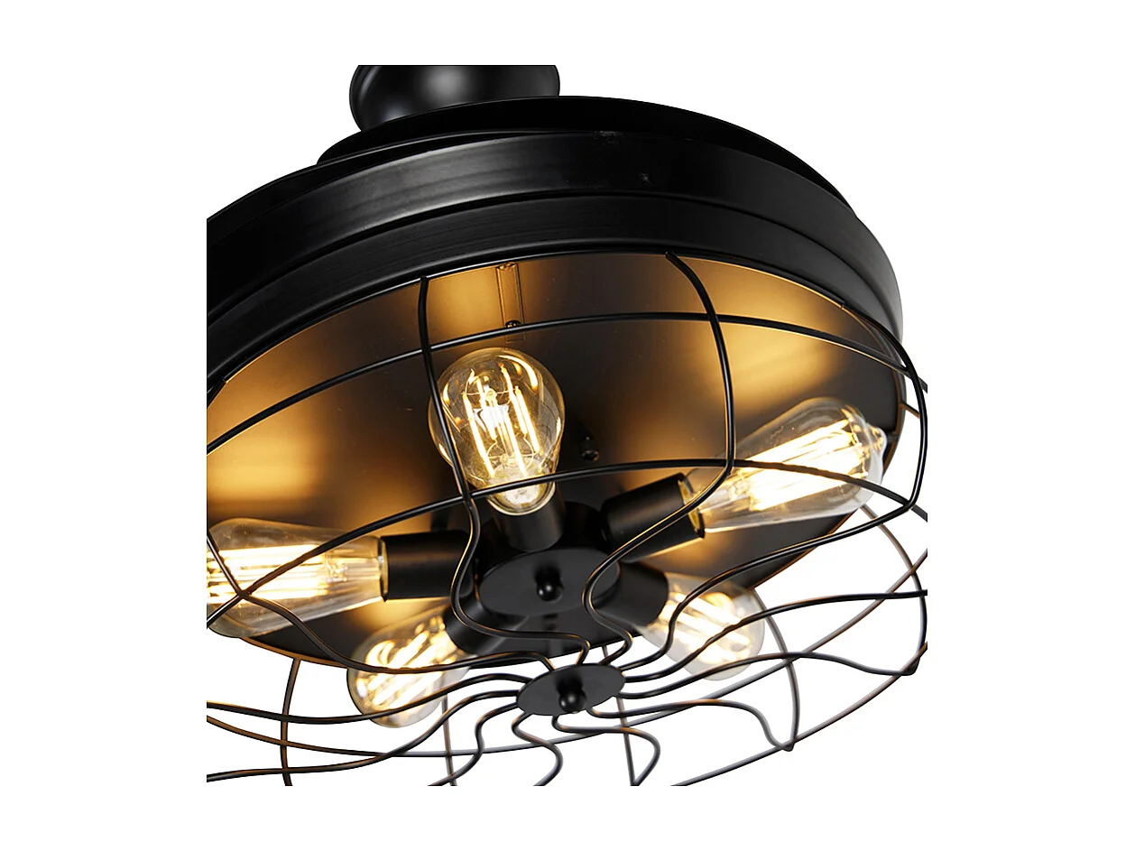 Ventilateur de plafond noir avec télécommande 5 lumières - Gaiola