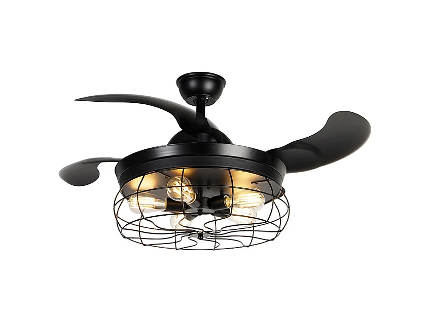 Ventilateur de plafond noir avec télécommande 5 lumières - Gaiola