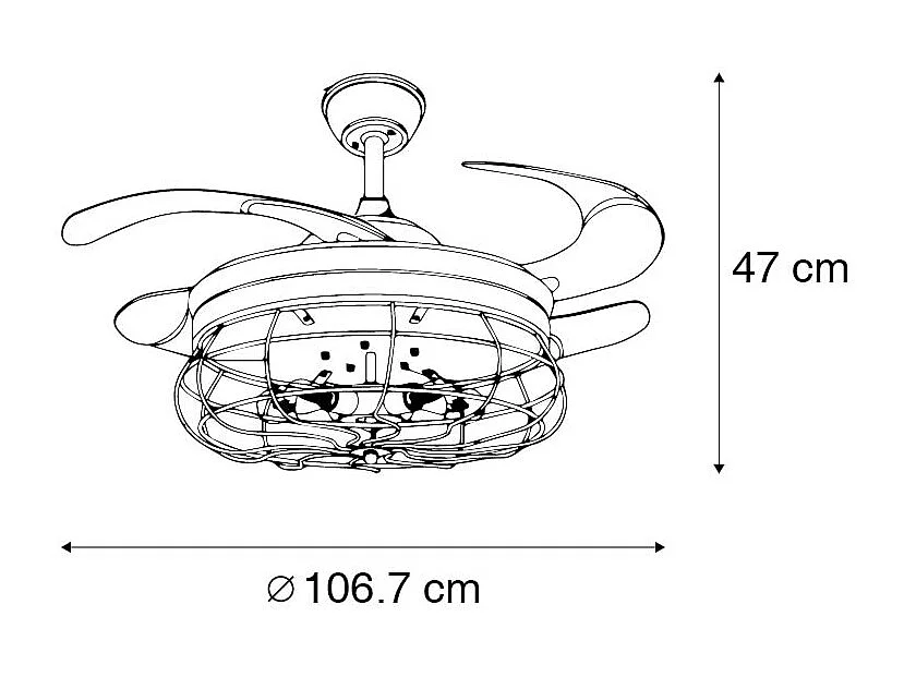 Ventilateur de plafond noir avec télécommande 5 lumières - Gaiola