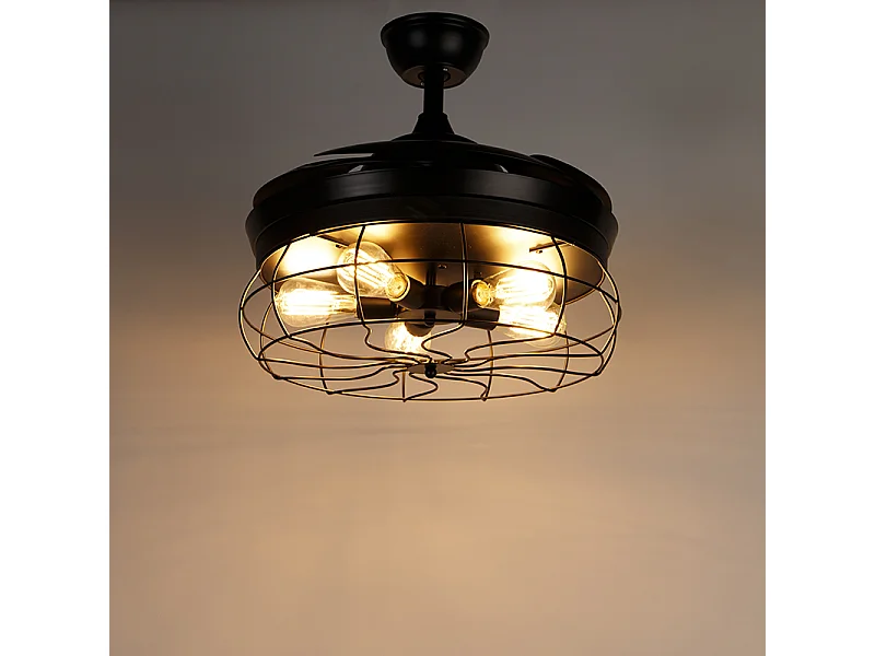 Ventilateur de plafond noir avec télécommande 5 lumières - Gaiola