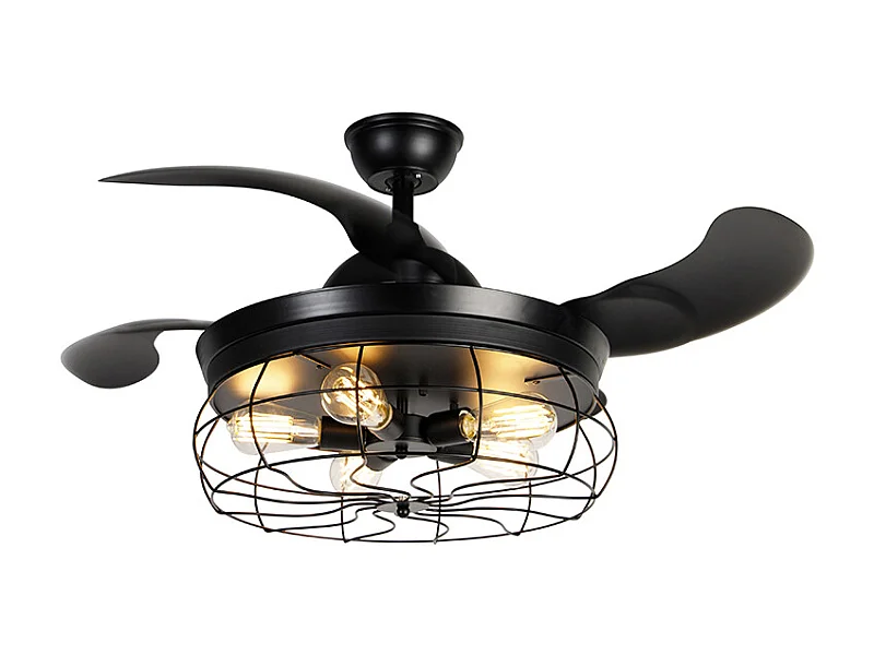 Ventilateur de plafond noir avec télécommande 5 lumières - Gaiola