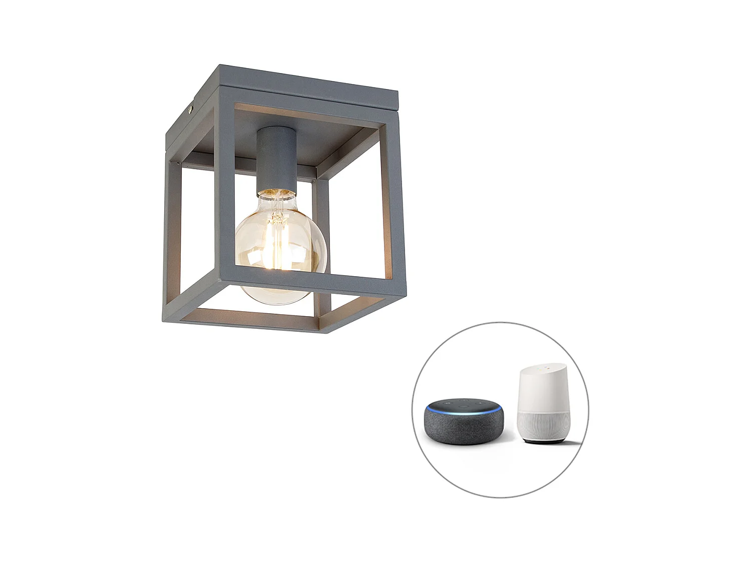 Plafonnier industriel intelligent gris foncé avec Wifi G95 - Cage