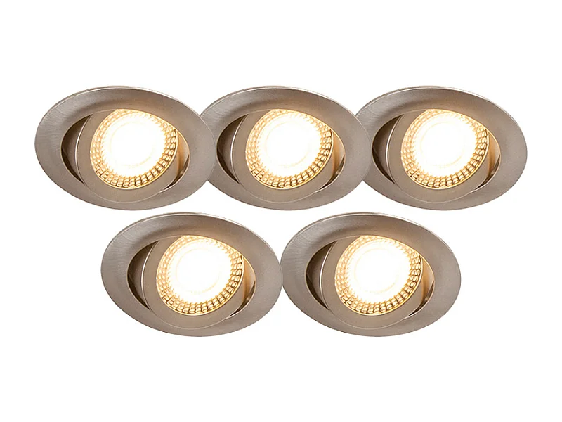 Lot de 5 spots encastrés modernes en acier avec LED à intensité variable 3 niveaux - Mio