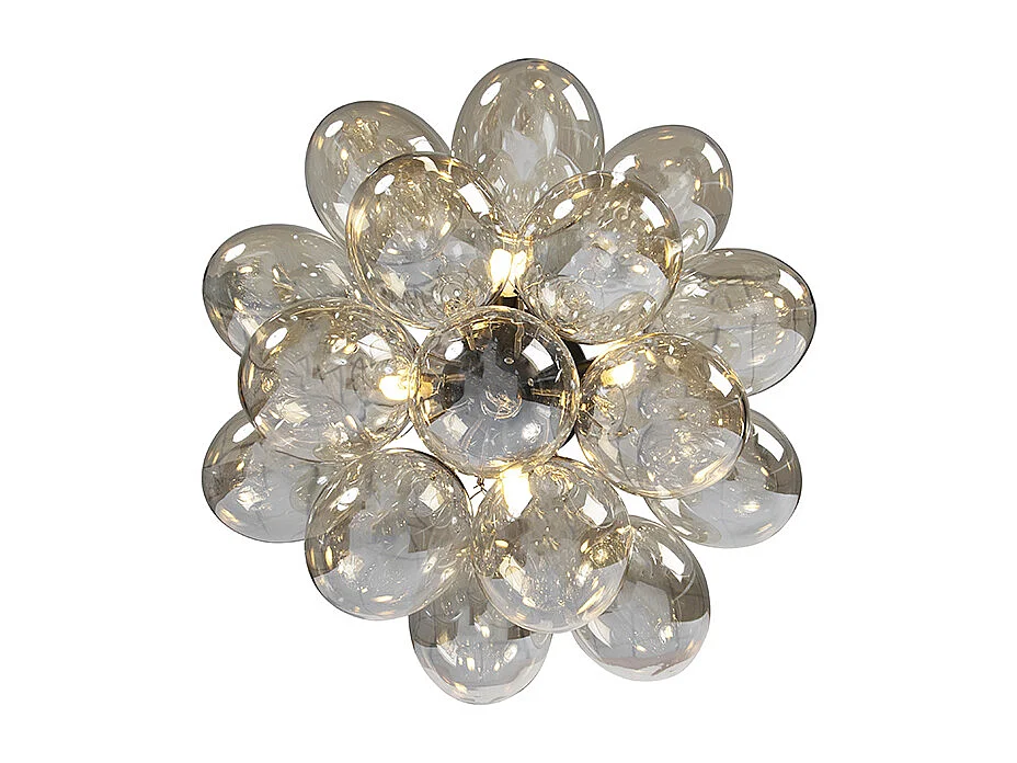 Plafonnier design noir avec verre ambré 4 lumières - Uvas