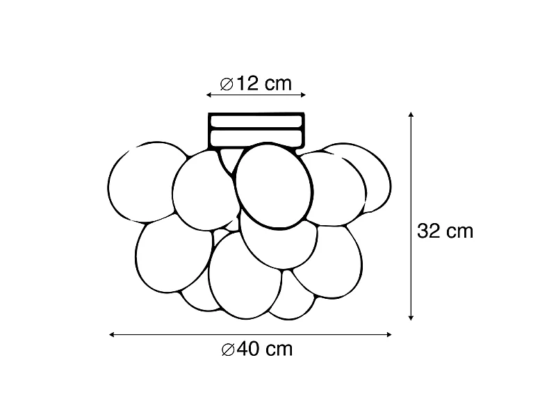 Plafonnier design noir avec verre ambré 4 lumières - Uvas