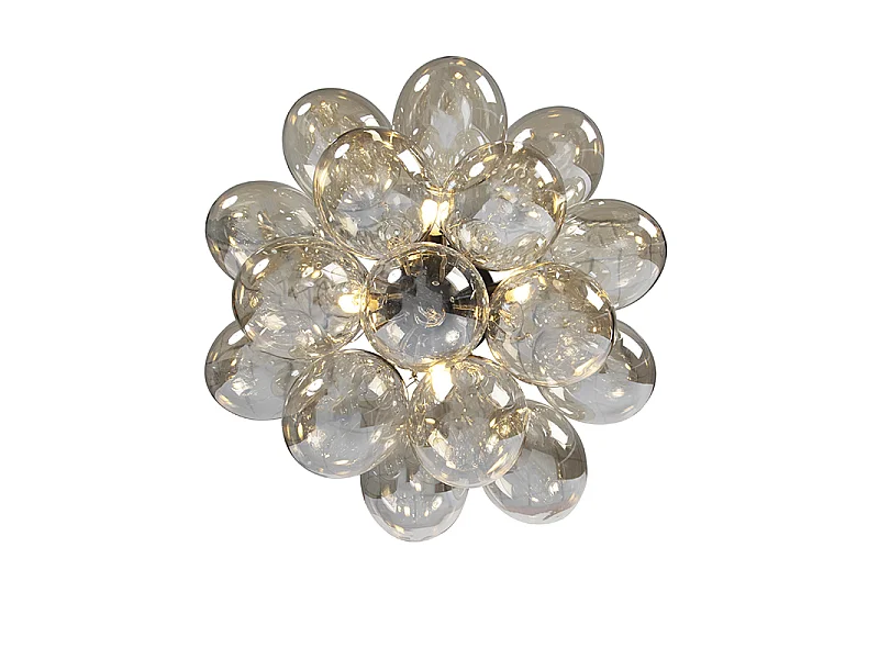 Plafonnier design noir avec verre ambré 4 lumières - Uvas