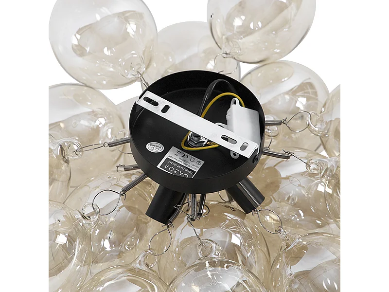 Plafonnier design noir avec verre ambré 4 lumières - Uvas
