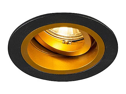 Spot encastré rond noir avec or orientable et inclinable - Chuck