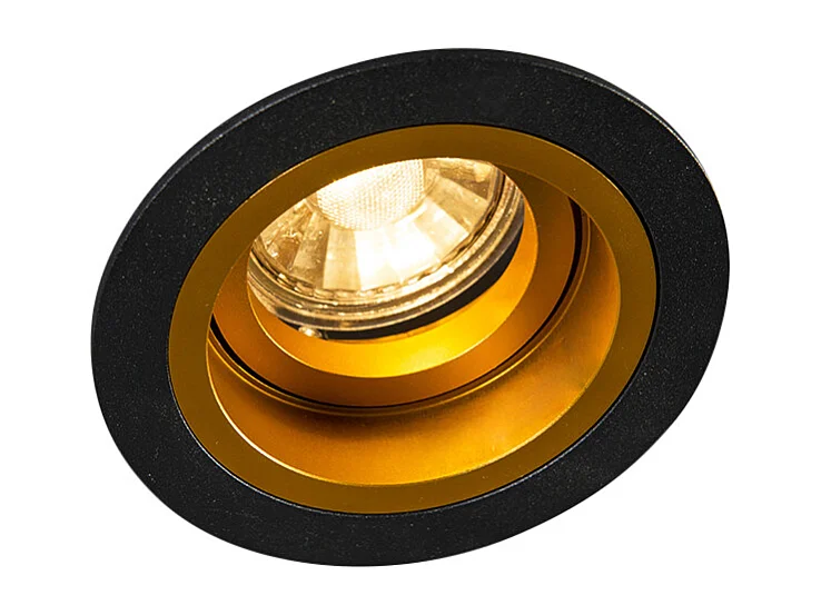 Spot encastré rond noir avec or orientable et inclinable - Chuck