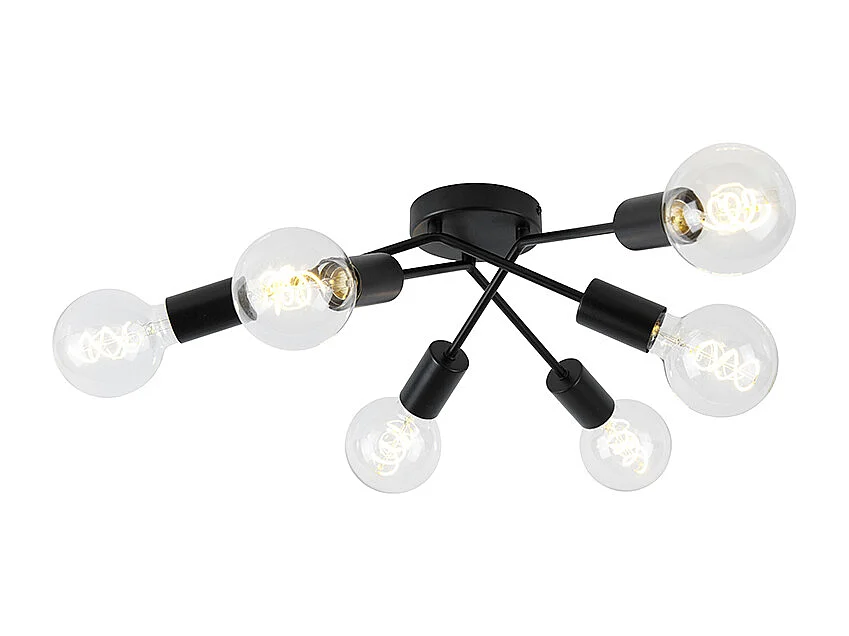 Plafonnier design noir 6 lumières - Sputnik