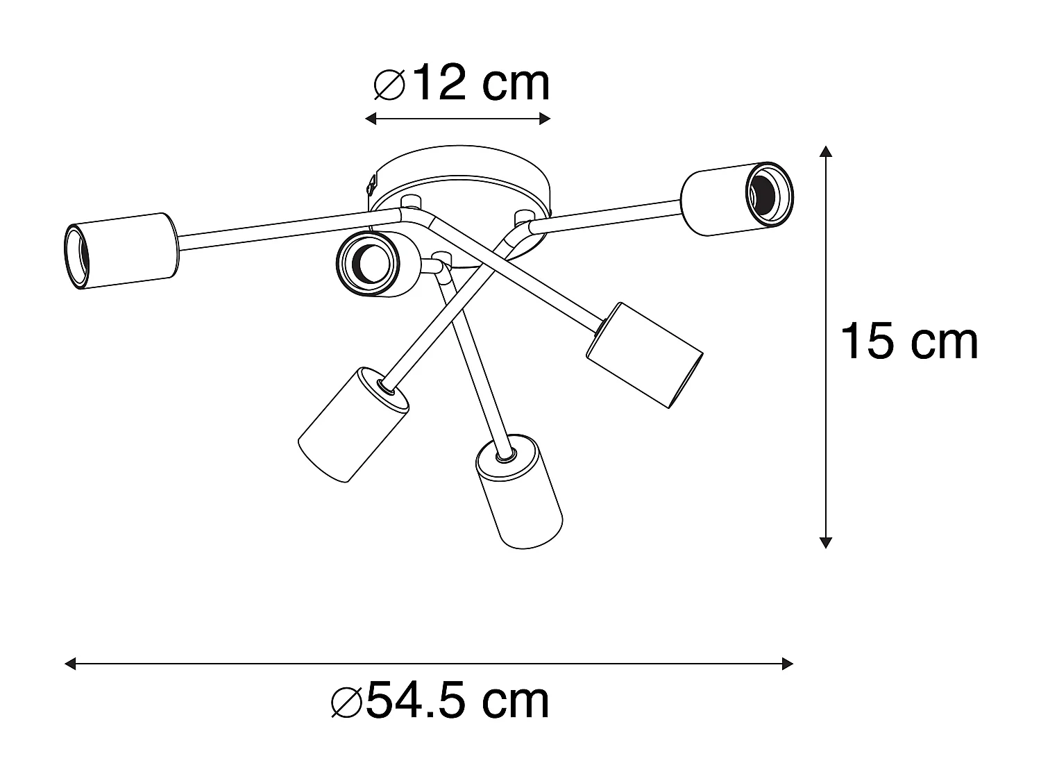 Plafonnier design noir 6 lumières - Sputnik