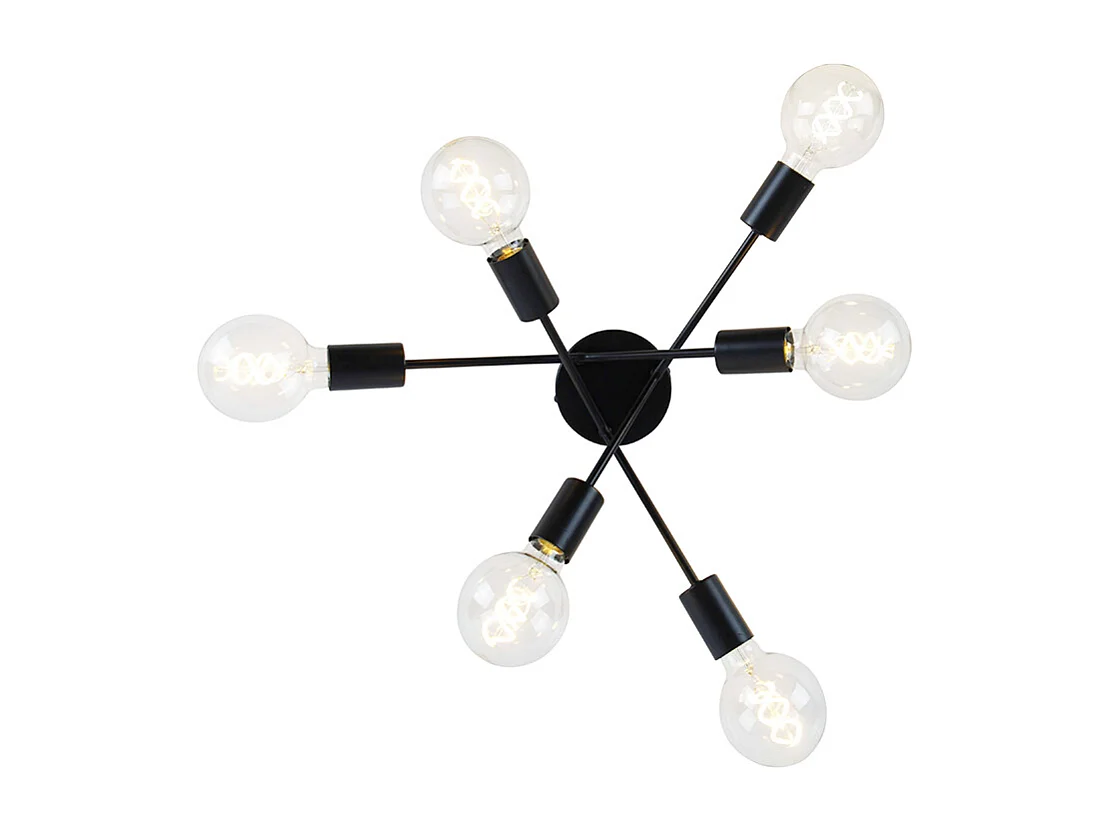 Plafonnier design noir 6 lumières - Sputnik