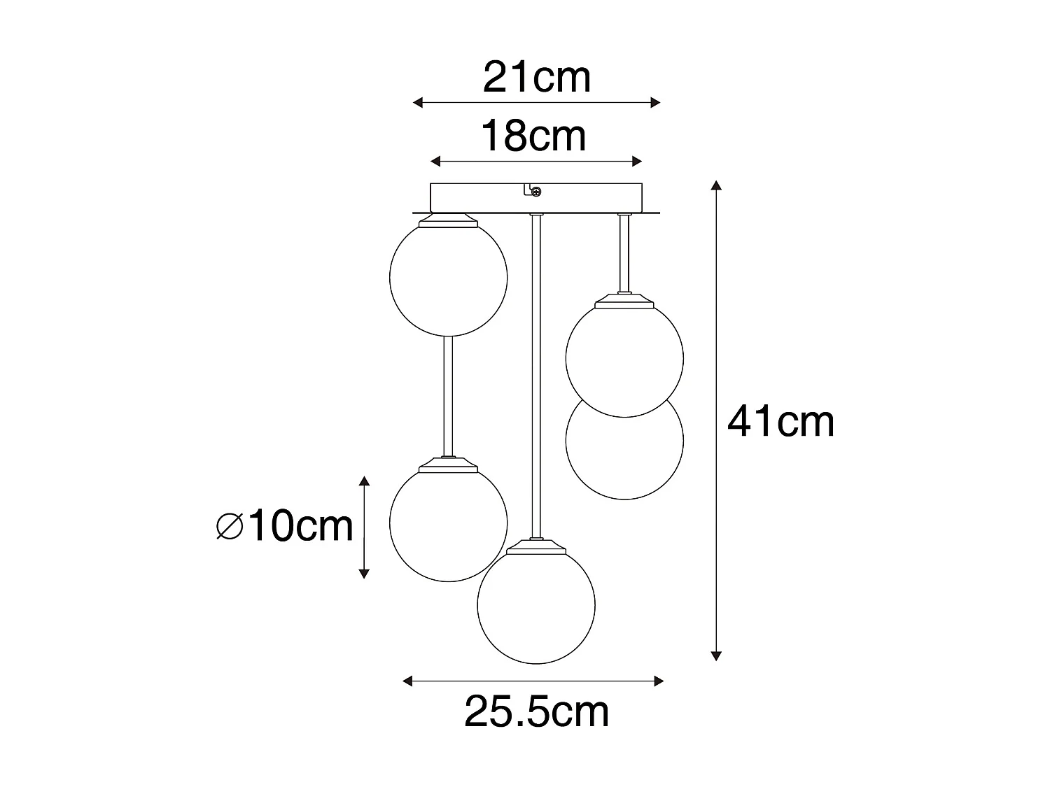 Plafonnier moderne doré avec verre opale 5 lumières - Athènes