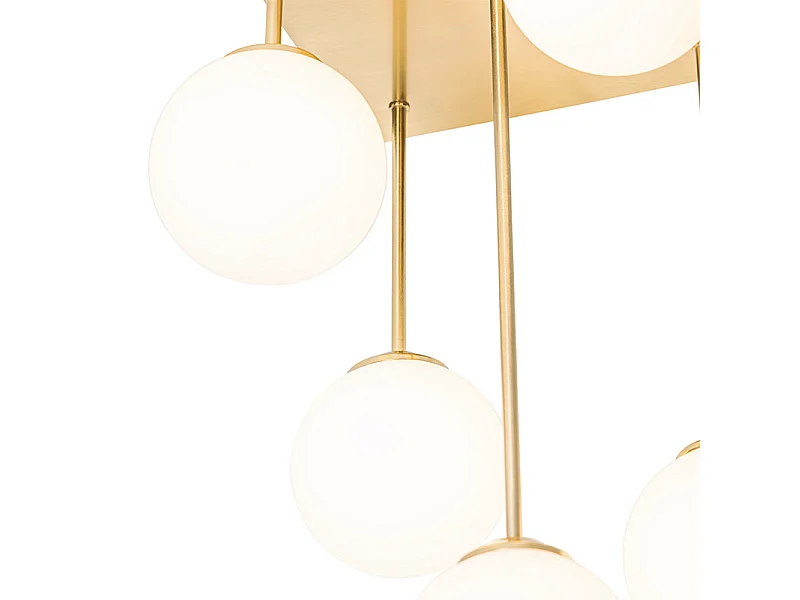 Plafonnier moderne doré avec verre opale 5 lumières - Athènes
