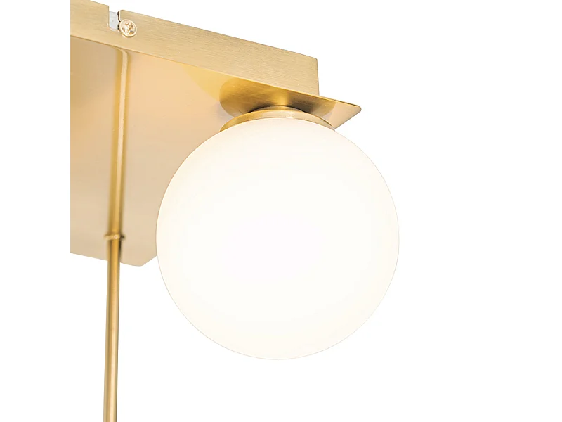Plafonnier moderne doré avec verre opale 5 lumières - Athènes