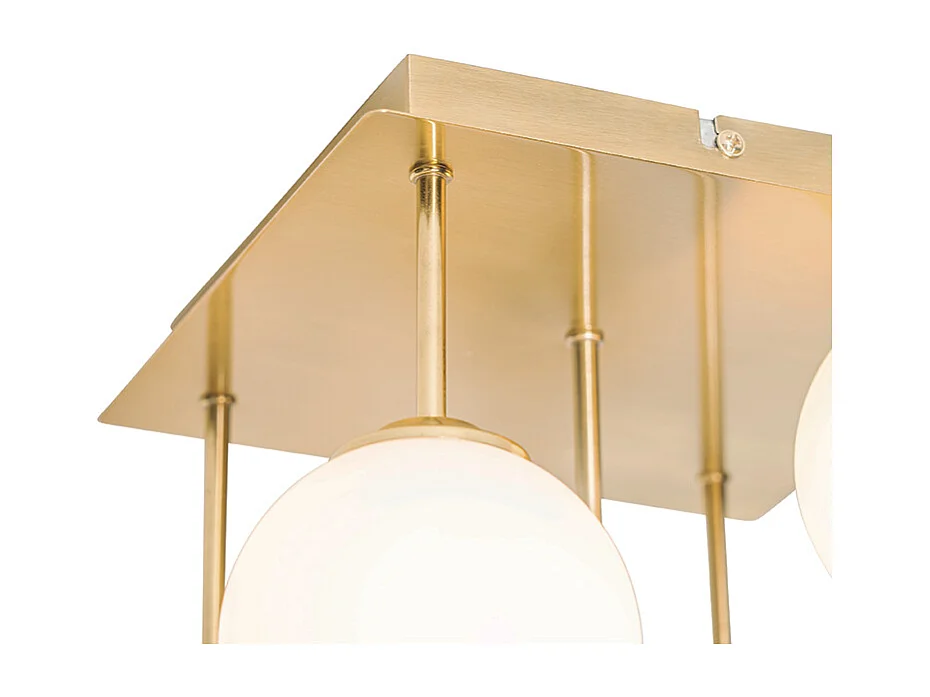 Plafonnier moderne doré avec verre opale 5 lumières - Athènes