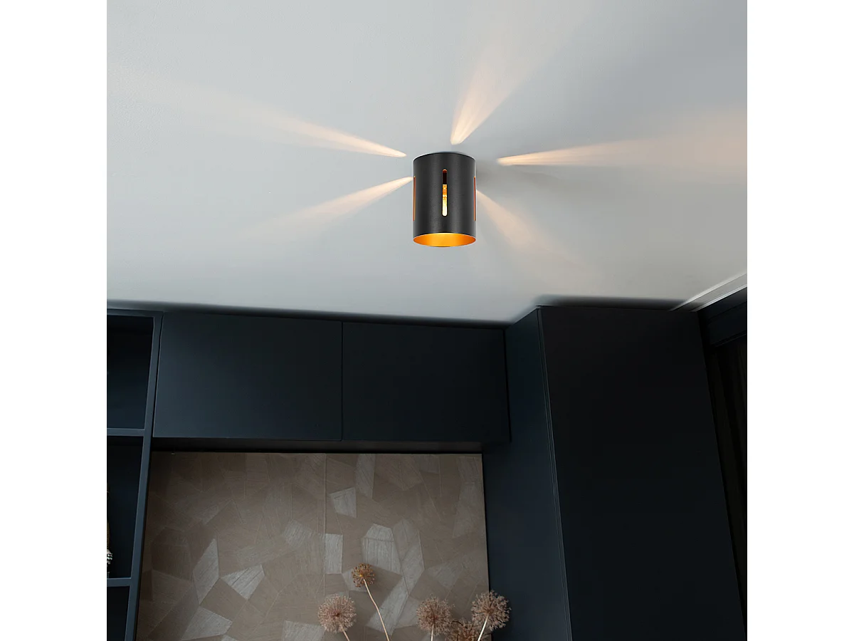 Plafonnier design noir avec intérieur doré - Yana