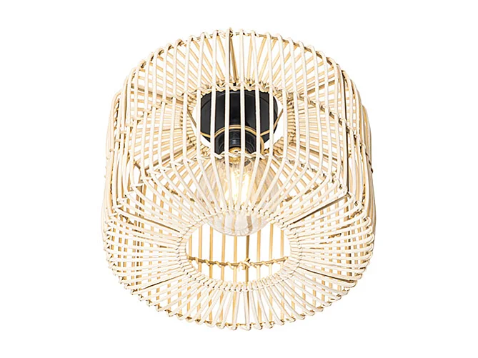 Plafonnier oriental noir avec rotin - Maud