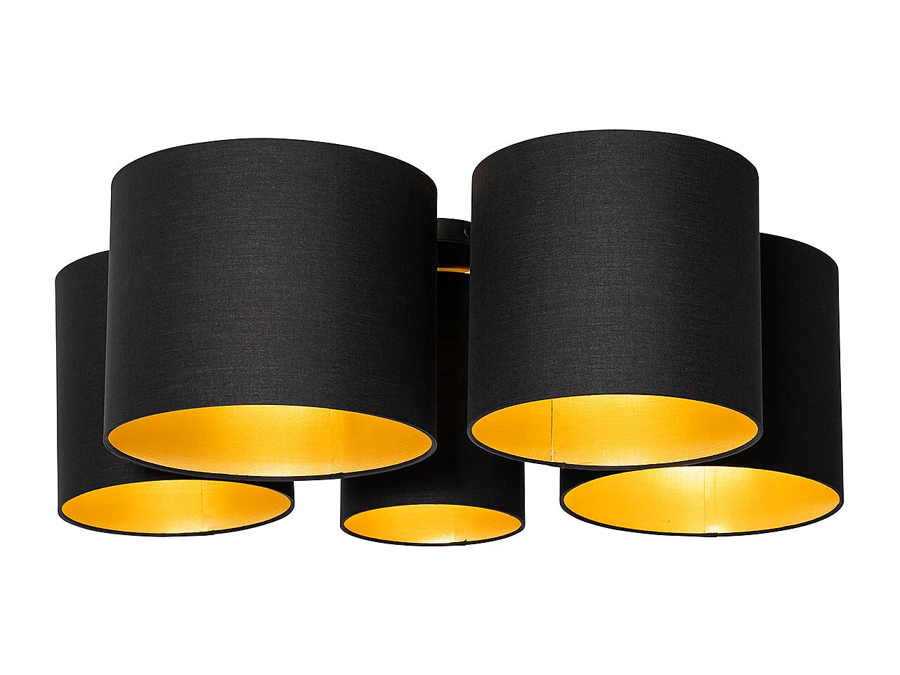 Plafonnier noir avec intérieur doré 5 lumières - Multidrum