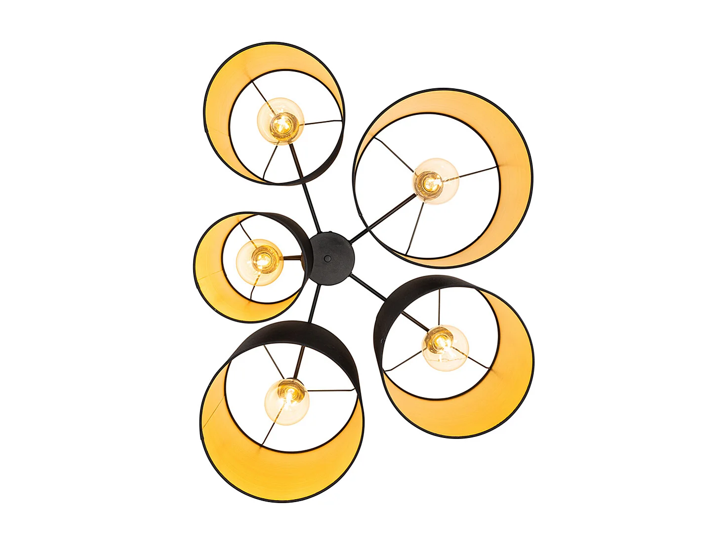 Plafonnier noir avec intérieur doré 5 lumières - Multidrum