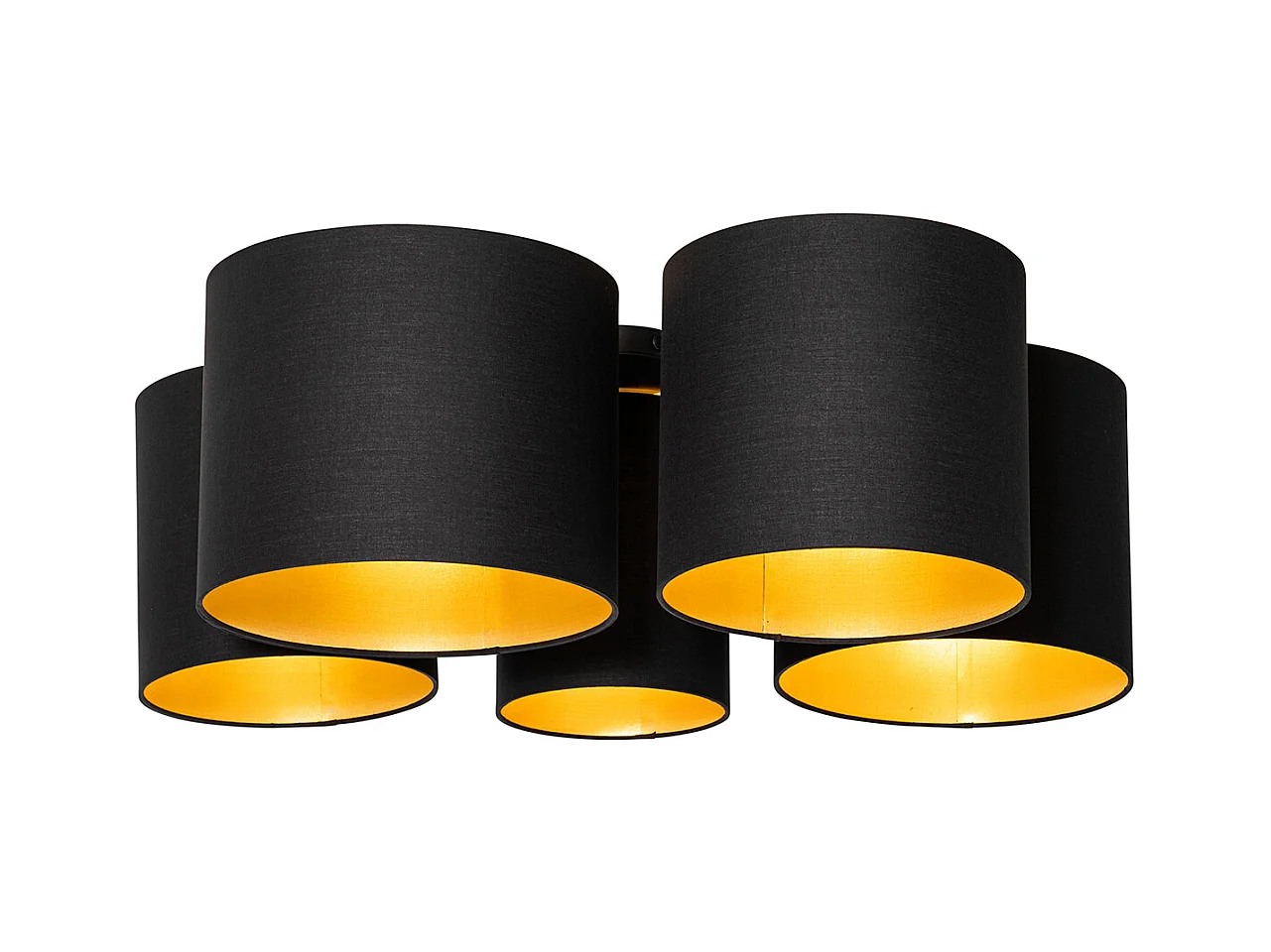 Plafonnier noir avec intérieur doré 5 lumières - Multidrum