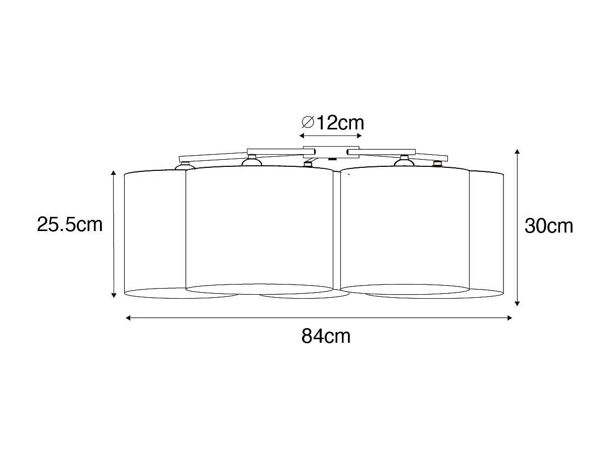 Plafonnier noir avec intérieur doré 5 lumières - Multidrum