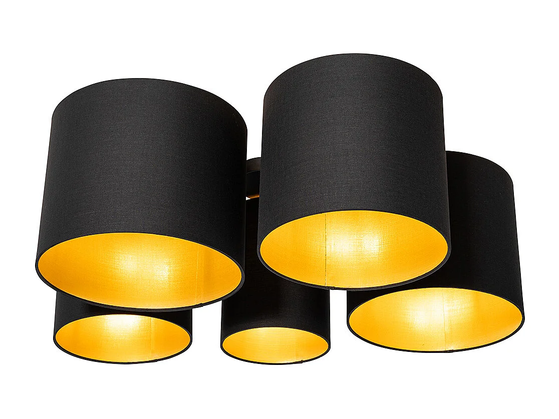 Plafonnier noir avec intérieur doré 5 lumières - Multidrum
